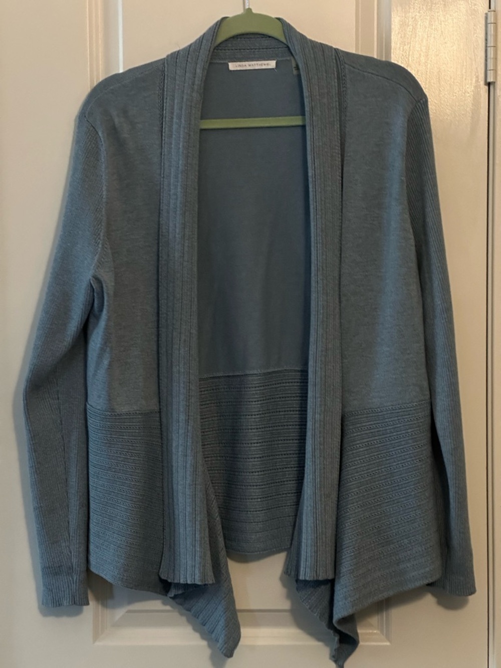 Open-Front Draped Cardigan in Slate Blue